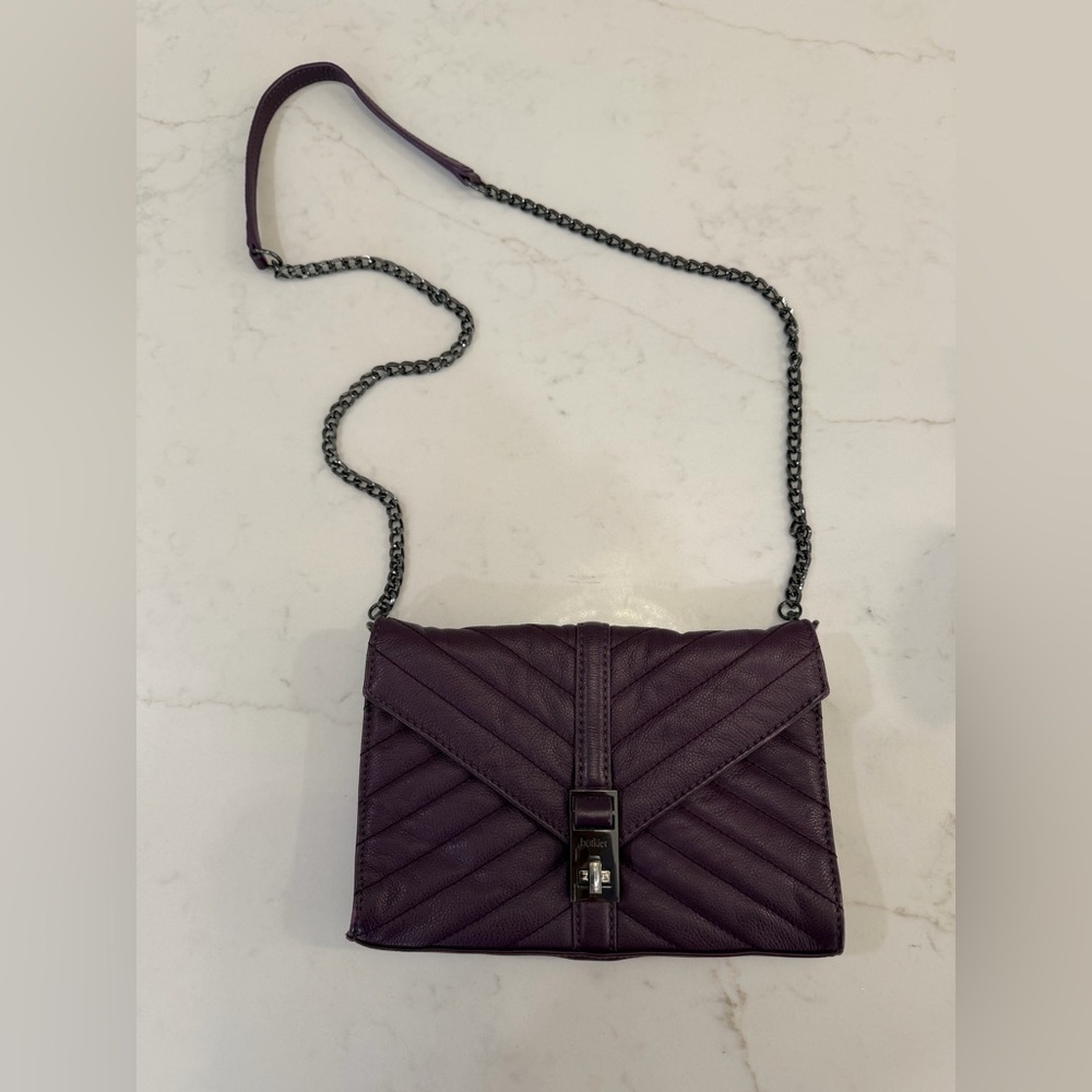 Botkier Plum Quilted Leather Crossbody with Chain Strap